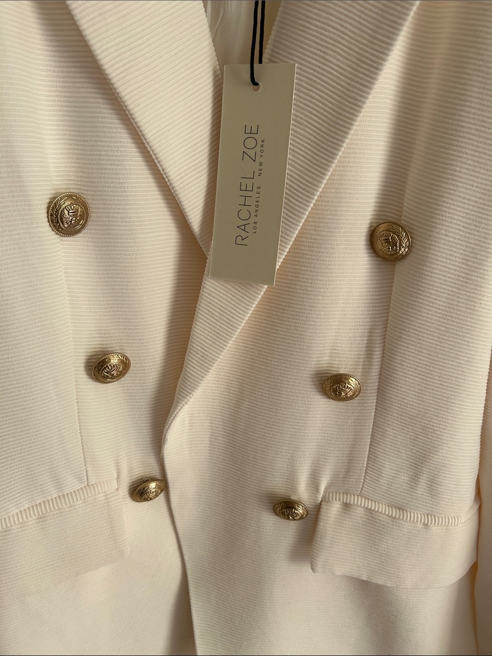 NWT • RACHEL ZOE • Double-Breasted Cream Blazer Jacket with Gold Buttons - Picture 7 of 12